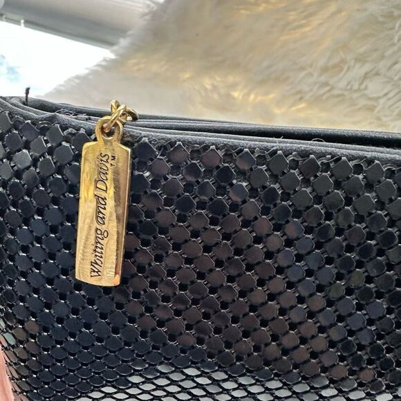 Whiting & Davis Vintge Sparkly Black Metal Mesh Zip‎ Clutch Shoulder Evening Bag - Picture 7 of 10